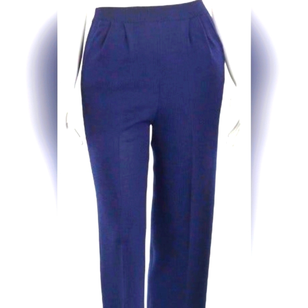 St.John Basics Navy Blue Santana Knit Pleated Pants Size 4